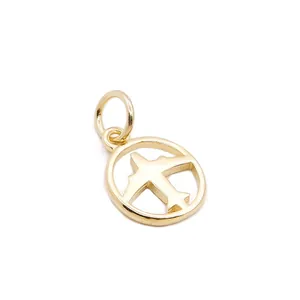 Colgante de avión de plata S925 dorada minimalista para pulseras y joyas DIY