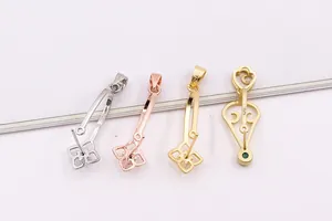 Detailed view of S925 sterling silver four-leaf clover bails in four different plating colors