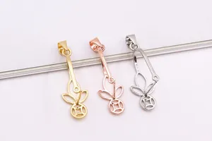 Macro view of S925 sterling silver jewelry pendant clasps in gold, rose gold and silver