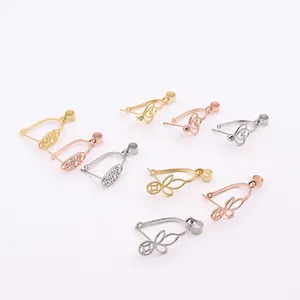 S925 Sterling Silver Pendant Bail Clasp For DIY Jewelry Making Hollow Heart Flower Oriental Character Pendant Connector Findings Component