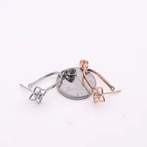 S925 sterling silver four-leaf clover pendant clasp with zircon for DIY jewelry making