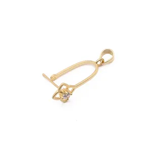 S925 sterling silver four-leaf clover pendant clasp with zircon for DIY jewelry