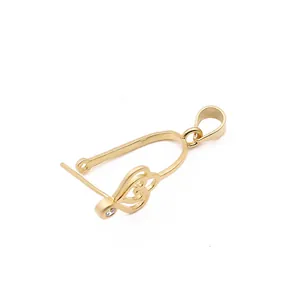 Elegant gold S925 sterling silver heart pendant bail with a sparkling zircon accent