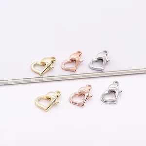 Chiusura a Moschettone a Forma di Cuore in Argento Sterling 925 per Collana Bracciale Fai-da-te Accessori per Gioielli