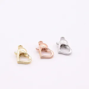 Chiusure a moschettone a cuore in argento sterling S925 in oro, rosa e argento