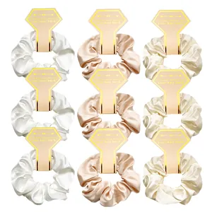 Women Elegant Satin Scrunchies Hair Ties High Elastic Silk Like Pleated Hair Bands Hair Accessories For Daily Commute