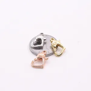 Chiusure a moschettone a cuore in argento S925 oro, argento, oro rosa per gioielli DIY