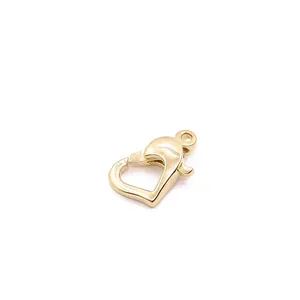 Chiusura a moschettone lucida a forma di cuore dorata per collane e braccialetti fai da te