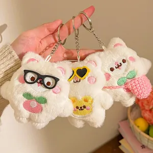 Porte-clés en Peluche Mignon Lapin Ours Doux Animal Rembourré Poupée Sac Pendentif Décoration Suspendue Pour Femmes Filles Cadeau Kawaii