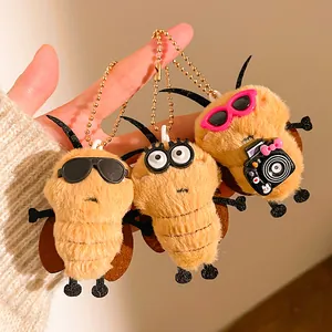 Divertente Portachiavi in Peluche a Forma di Scarafaggio Cartone Animato Ciondolo per Borsa con Occhiali da Sole Fotocamera per Studenti