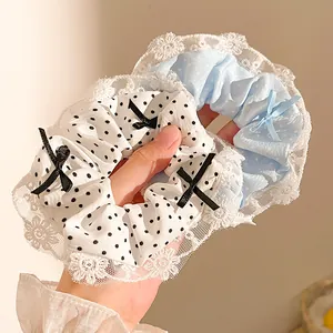 Coleteros de encaje con lunares y lazos para peinados de moño mujer accesorios
