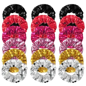 Chouchous à Paillettes Boule Disco Pour Femmes Miroir Carré Élastiques À Cheveux Brillants Rétro Fête Performance Accessoires