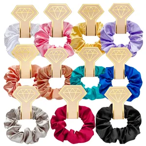 11-delige satijnen scrunchie set in diverse kleuren met luxe kaartverpakking