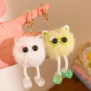 Détails de porte-clés monstres en peluche à longues jambes avec des lunettes