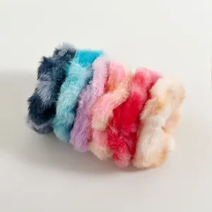 Pack de 6 coleteros de piel sintética tie-dye en colores pastel suaves y afelpados