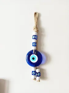 Decorazione da parete Evil Eye fatta a mano con perle in vetro e corda di iuta