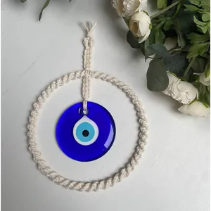 Decorazione da Parete Macrame Fatta a Mano Malocchio Ciondolo in Vetro Nazar Turco Decorazione Boema per Hotel Soggiorno Camera da Letto