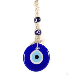 Bohemian handmade woven macrame Evil Eye wall hanging with glass bead for car or home