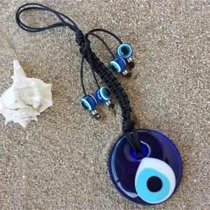 Turkish Blue Glass Evil Eye Hanging Ornament Nazar Bead Wall Decor Protection Amulet Home Car Charm Hand Woven Tassel Pendant