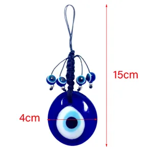Blue glass Evil Eye hanging ornament with 15cm length for wall decor and car interior