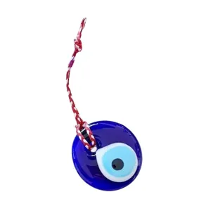 Ornamento malocchio turco con pendente in vetro blu e corda intrecciata rossa e bianca