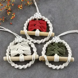 Handmade Macrame Christmas Tree Wall Hanging Ornament Cotton Rope Bohemian Holiday Decoration Snowflake Home Decor Gift