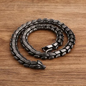 Men's dragon bone chain necklace in vintage stainless steel with dragon head clasp