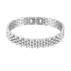 Bracciale Jubilee a cinque maglie in acciaio inossidabile argento con chiusura a scatto