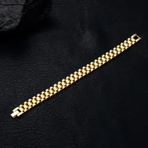 Women's 18k gold plated stainless steel presidential link watch band bracelet
