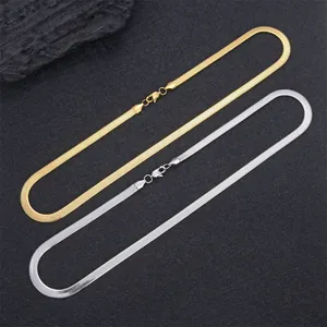 6mm gold- und silberfarbene flache Schlangenkette aus poliertem Edelstahl für Unisex