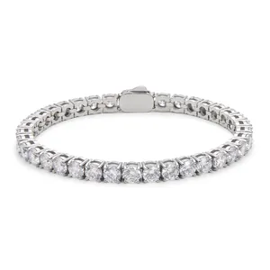 Klassisches Tennisarmband aus Edelstahl mit 3A Zirkonia in runder Krappenfassung