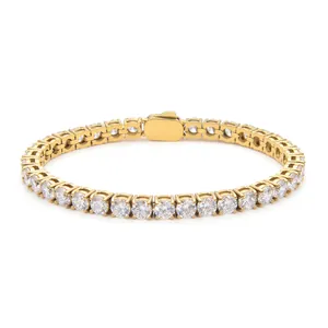 Klassisches goldenes Tennisarmband mit handgesetzten 3A-Zirkonia in einer Krallenfassung