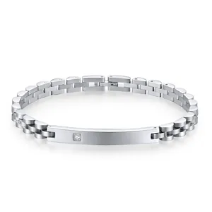 Bracelet montre femme 6mm en acier inoxydable argenté orné d'un zircon étincelant