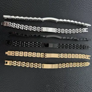 Classic 10mm stainless steel watchband bracelets in gold, silver, and black finishes