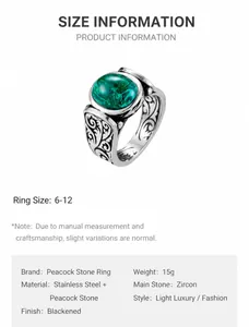 Détails macro d'une bague pour hommes en acier avec gravure vintage et pierre malachite verte