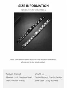 Detail of 316L stainless steel bracelet showing matte finish and vacuum plating texture