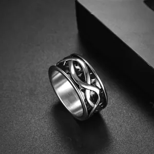 Bague nœud celtique vintage en acier inoxydable pour homme avec fini brossé