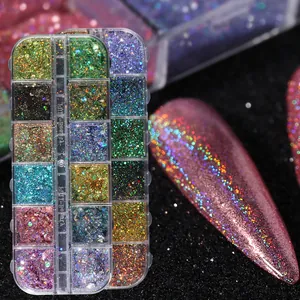 Multi-Color Nail Art Glitter Powder Set Laser Holographic Hexagon Irregular Sequins Manicure Decoration Flakes DIY Supplies