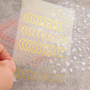 Self-adhesive nail art stickers with gold and rose gold geometric stars and quotes