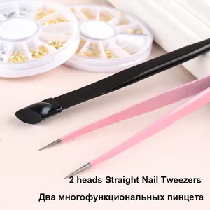 Set de pincettes à ongles avec embout en silicone pour décoration et nail art DIY