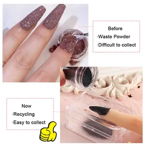 Dual-layer nail powder recycling box for collecting glitter and dip powder waste