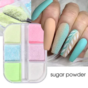 Leuchtendes Zucker-Nagelglitzer-Set mit sechs Neonfarben in einer Klarsichtbox