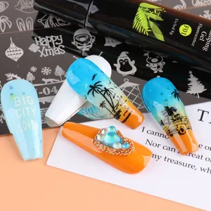 Kit de stamping nail art avec plaque de Noël et gel de peinture noir pour manucure DIY