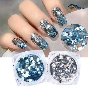 Sirène Laser Nail Art Paillettes Hexagone Métallique Paillettes Flakes Pour DIY Manucure Décoration Femmes Beauté Accessoires