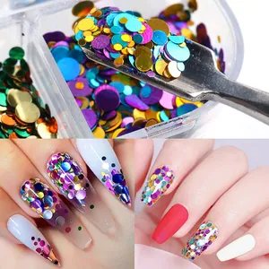 Glitter laser colorati per unghie in scatola 6 griglie con paillettes iridescenti miste