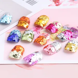 Coffret de paillettes pour nail art sirène laser avec flocons hexagonaux colorés