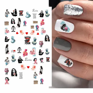 Artistic nail stickers featuring David statue, gothic motifs, and angel designs F790