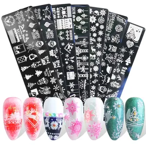 Christmas Nail Stamping Plates Stainless Steel Winter Snowflake Reindeer Santa Claus Patterns Manicure Art Tools Decoration