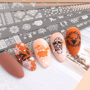 Weihnachts-Nagelstempelplatten-Set mit Schneeflocken- und Rentier-Mustern für DIY-Maniküre