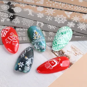 Stainless steel Christmas nail stamping plates with snowflake and reindeer patterns